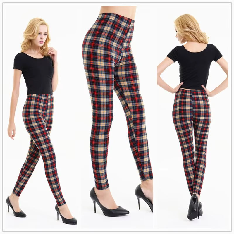 2020 Female Fitness Leggings Women Spring Fall Print Striped Plaid Leggings Lady Sexy Slim Pencil Pants Calzas Deportivas Leggin