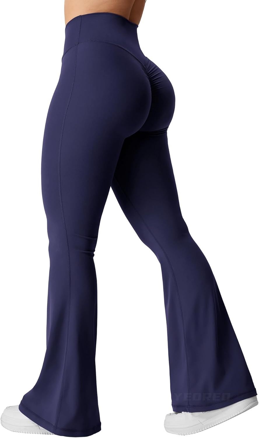 Flare Scrunch Leggings for Women V Cross Waist Bell Bottom Yoga Pants Tummy Control Bootcut Workout Leggings