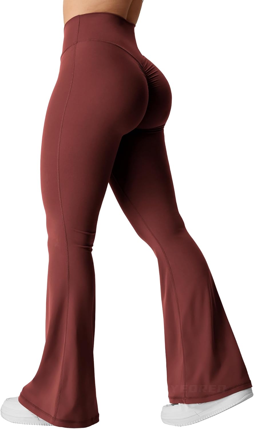 Flare Scrunch Leggings for Women V Cross Waist Bell Bottom Yoga Pants Tummy Control Bootcut Workout Leggings