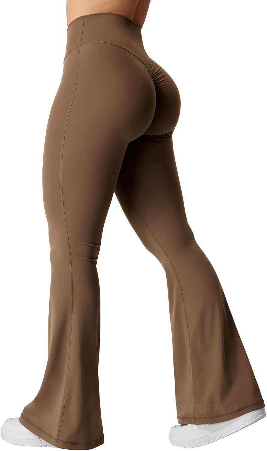 Flare Scrunch Leggings for Women V Cross Waist Bell Bottom Yoga Pants Tummy Control Bootcut Workout Leggings