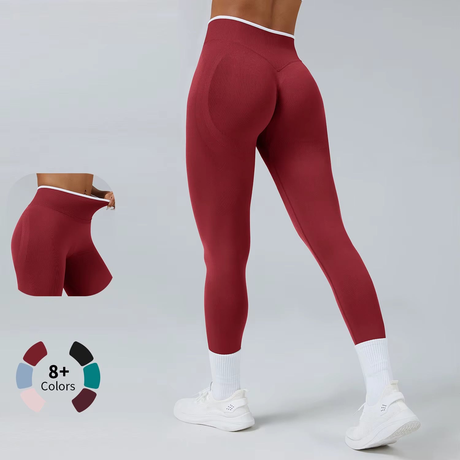 Women'S Middle Waist Seamless Yoga Leggings Push-Up Sport Fitness Running Pants Hip Lift High Elastic Gym Leggings Sport Legging