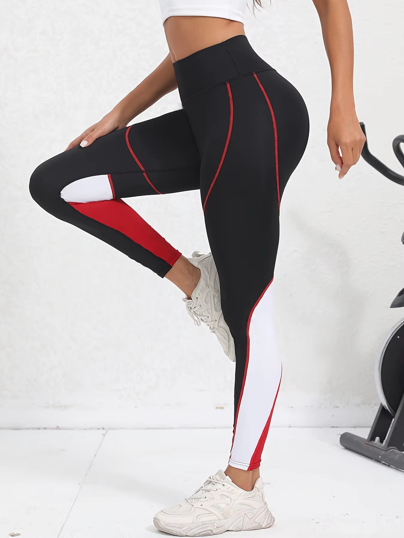 Mesh Colorblocked High Waist Yoga Pants with Pockets Leggings for Women Tummy Control Workout Leggings for Women