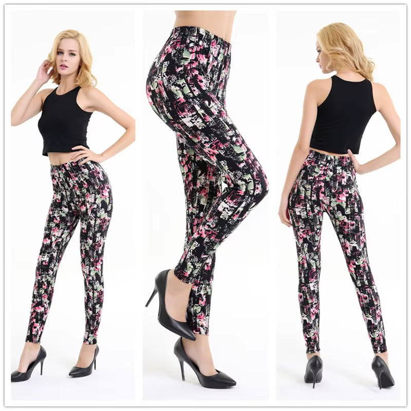 2020 Female Fitness Leggings Women Spring Fall Print Striped Plaid Leggings Lady Sexy Slim Pencil Pants Calzas Deportivas Leggin