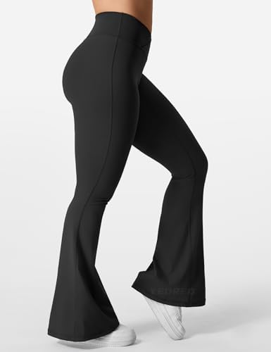 Flare Scrunch Leggings for Women V Cross Waist Bell Bottom Yoga Pants Tummy Control Bootcut Workout Leggings