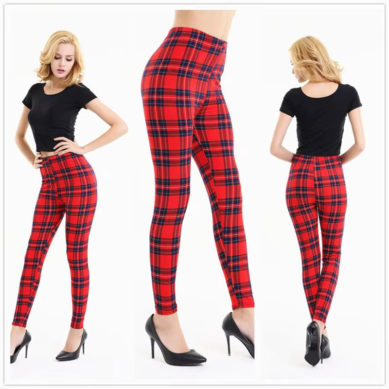2020 Female Fitness Leggings Women Spring Fall Print Striped Plaid Leggings Lady Sexy Slim Pencil Pants Calzas Deportivas Leggin