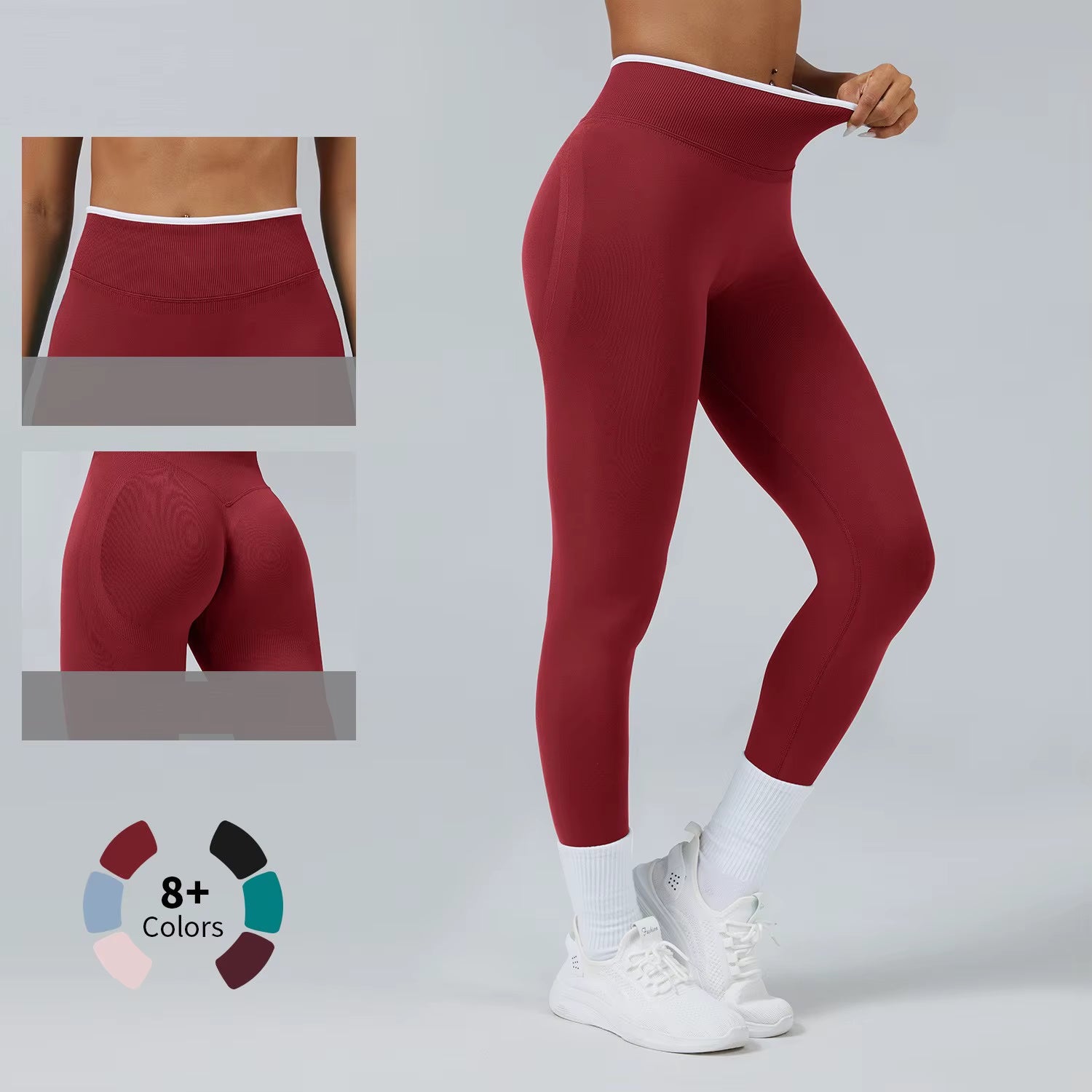 Women'S Middle Waist Seamless Yoga Leggings Push-Up Sport Fitness Running Pants Hip Lift High Elastic Gym Leggings Sport Legging