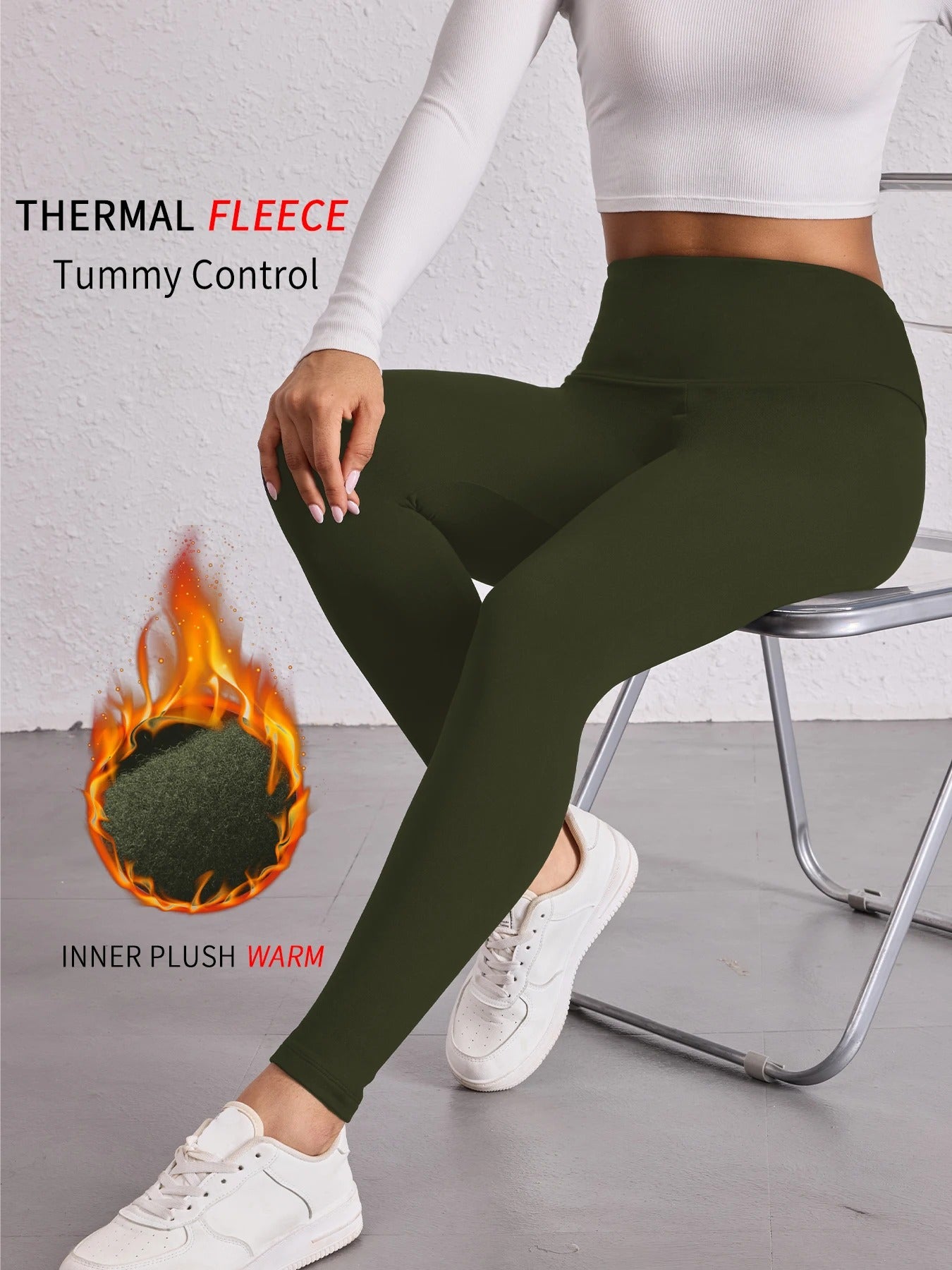 Womens Thermal Fleece Lined High Waisted Leggings. Workout Winter Warm Thick Tights Soft Yoga Pants