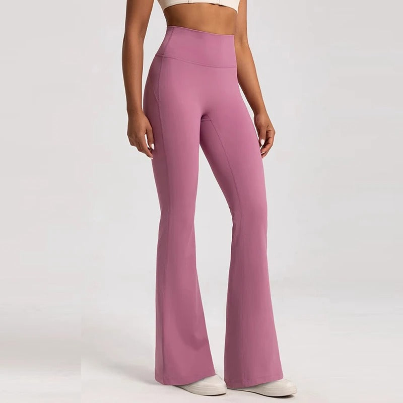 Women's High-Waisted Flared Pants, Elastic Waist, Cinching Hip-Lifting, Casual Yoga Pan for All-Season Exercise and Outdoor Wear