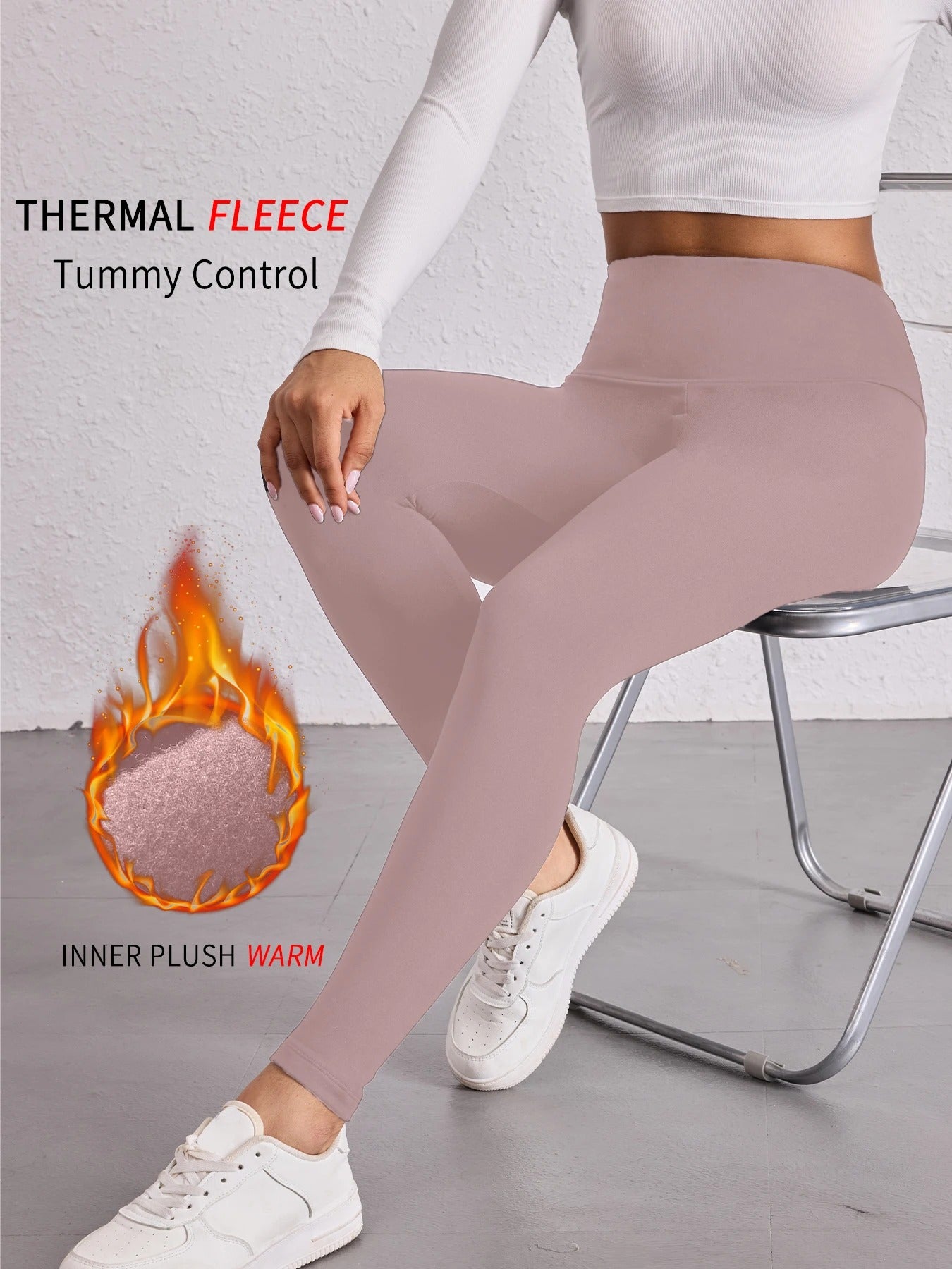 Womens Thermal Fleece Lined High Waisted Leggings. Workout Winter Warm Thick Tights Soft Yoga Pants