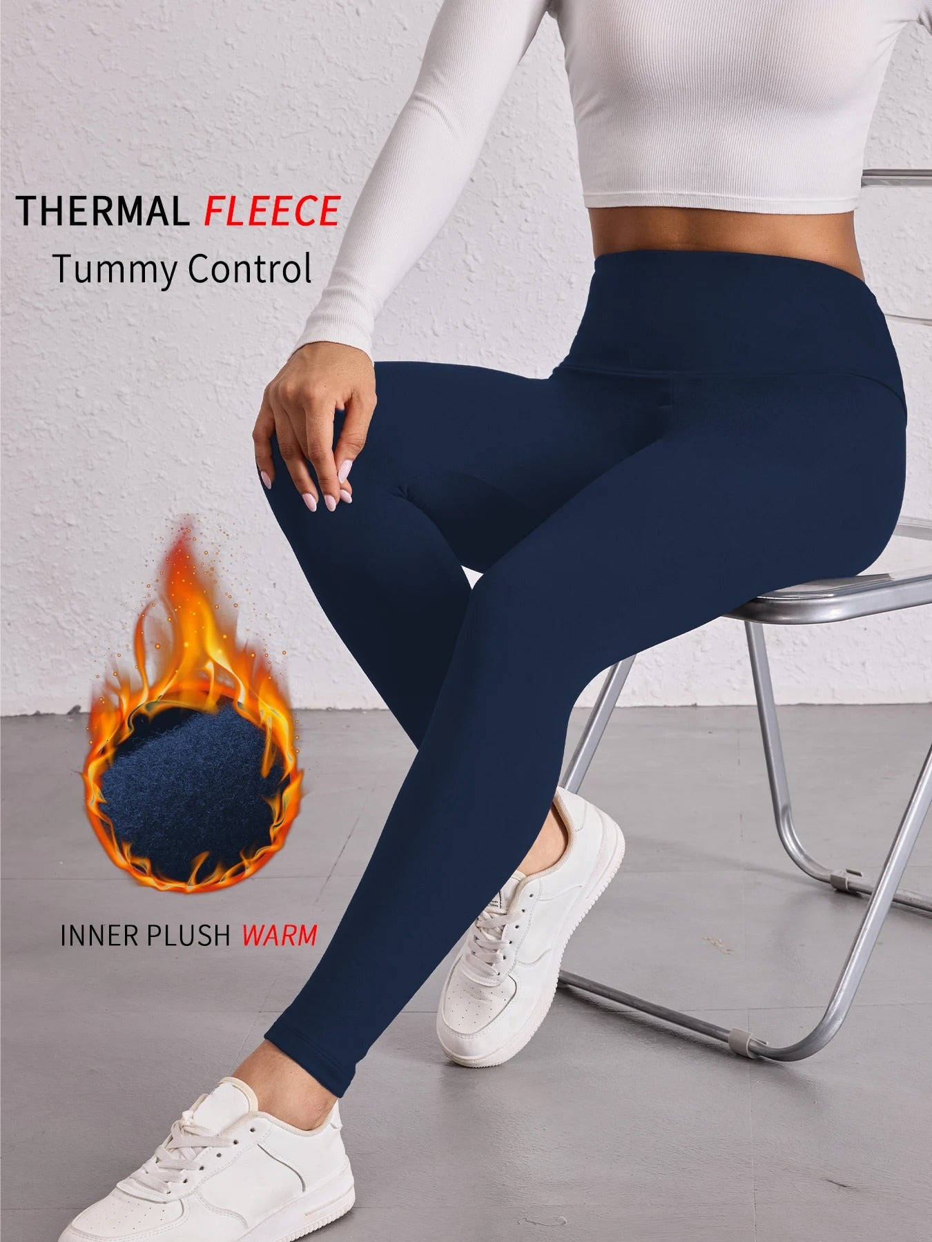 Womens Thermal Fleece Lined High Waisted Leggings. Workout Winter Warm Thick Tights Soft Yoga Pants