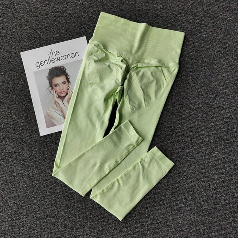 Seamless High Waisted Leggings Sport Through Yoga Hip Lifting Gym Running Quick Dry Pants Scrunch Butt Pants