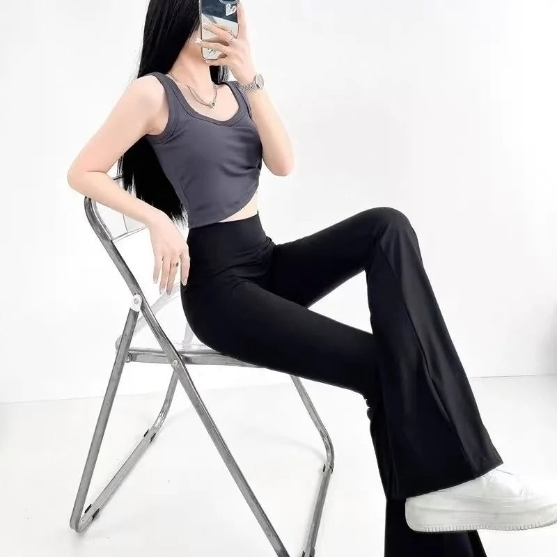 Women's Gym Leggings Slim Yoga Pants High Waist Wide leg Pants Sports bell bottoms Breathable Bell bottom flared Yoga Leggings