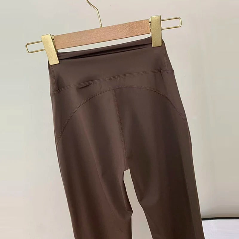 Women's High-Waisted Flared Pants, Elastic Waist, Cinching Hip-Lifting, Casual Yoga Pan for All-Season Exercise and Outdoor Wear
