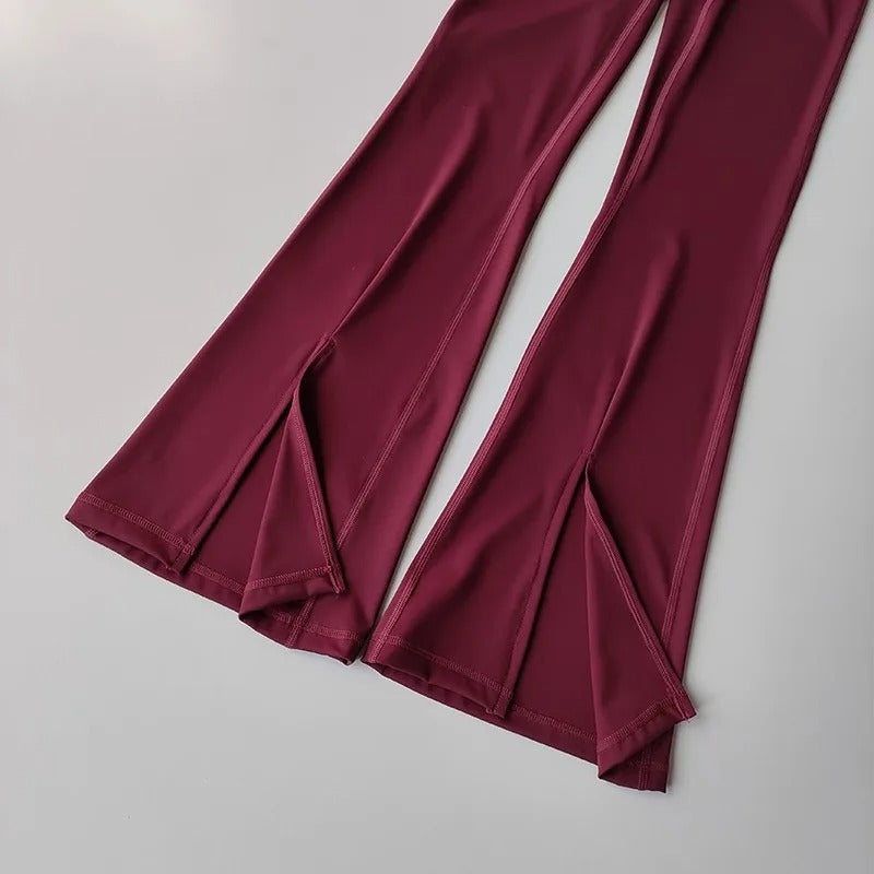 Women's Gym Leggings Slim Yoga Pants High Waist Wide leg Pants Sports bell bottoms Breathable Bell bottom flared Yoga Leggings