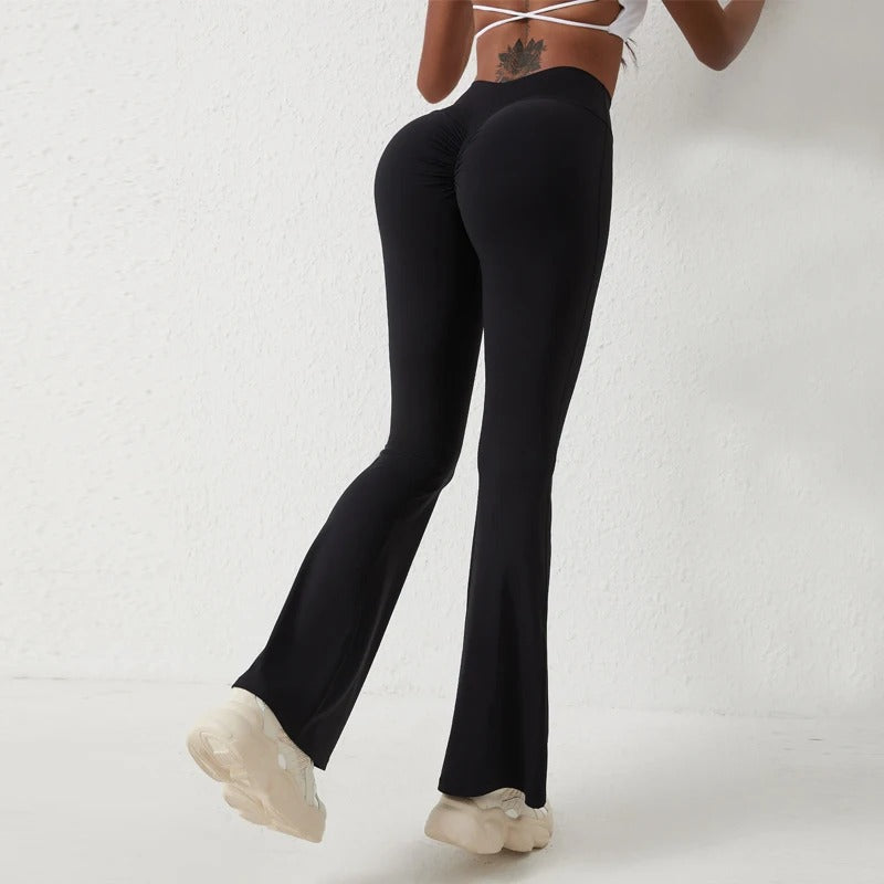 Flare Leggings Yoga Pants Women Bell-bottoms Yoga Trousers High Waist Fitness Pants Stretch Gym Casual Sports