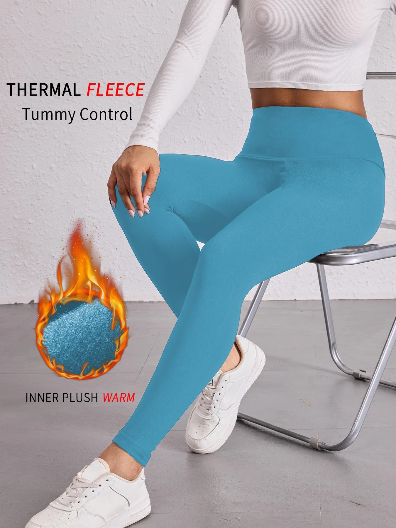 Womens Thermal Fleece Lined High Waisted Leggings. Workout Winter Warm Thick Tights Soft Yoga Pants