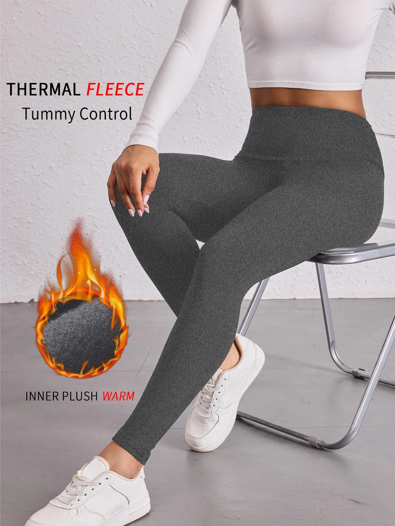 Womens Thermal Fleece Lined High Waisted Leggings. Workout Winter Warm Thick Tights Soft Yoga Pants