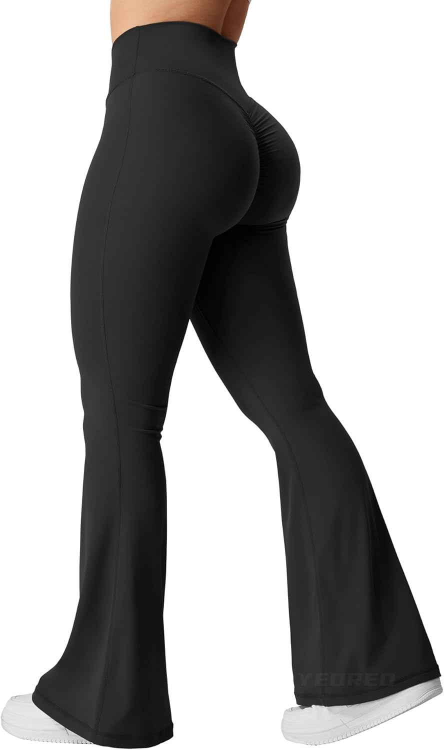 Flare Scrunch Leggings for Women V Cross Waist Bell Bottom Yoga Pants Tummy Control Bootcut Workout Leggings