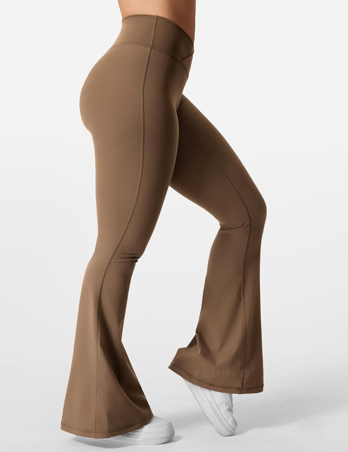 Flare Scrunch Leggings for Women V Cross Waist Bell Bottom Yoga Pants Tummy Control Bootcut Workout Leggings