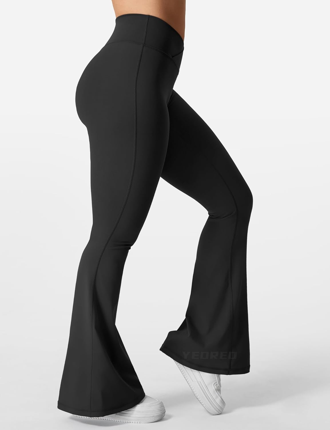 Flare Scrunch Leggings for Women V Cross Waist Bell Bottom Yoga Pants Tummy Control Bootcut Workout Leggings