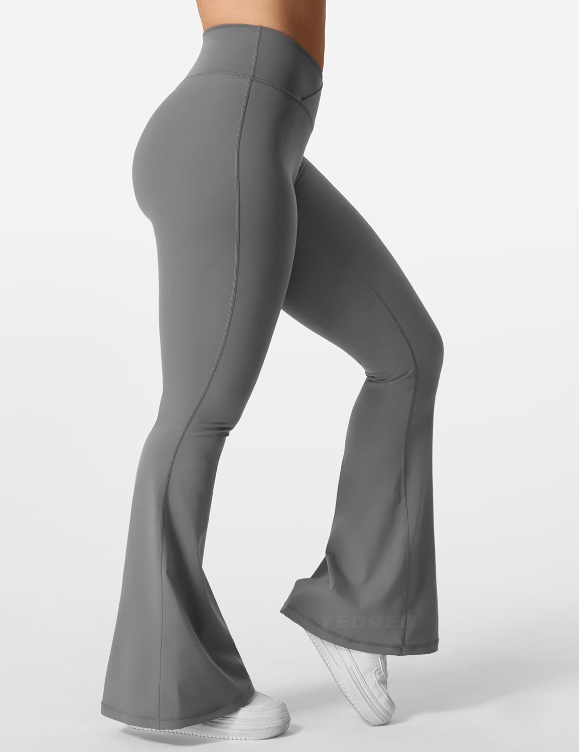 Flare Scrunch Leggings for Women V Cross Waist Bell Bottom Yoga Pants Tummy Control Bootcut Workout Leggings